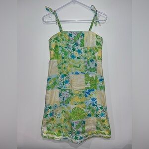 Lilly Pulitzer Green, Yellow & Blue Floral Patchwork Sundress